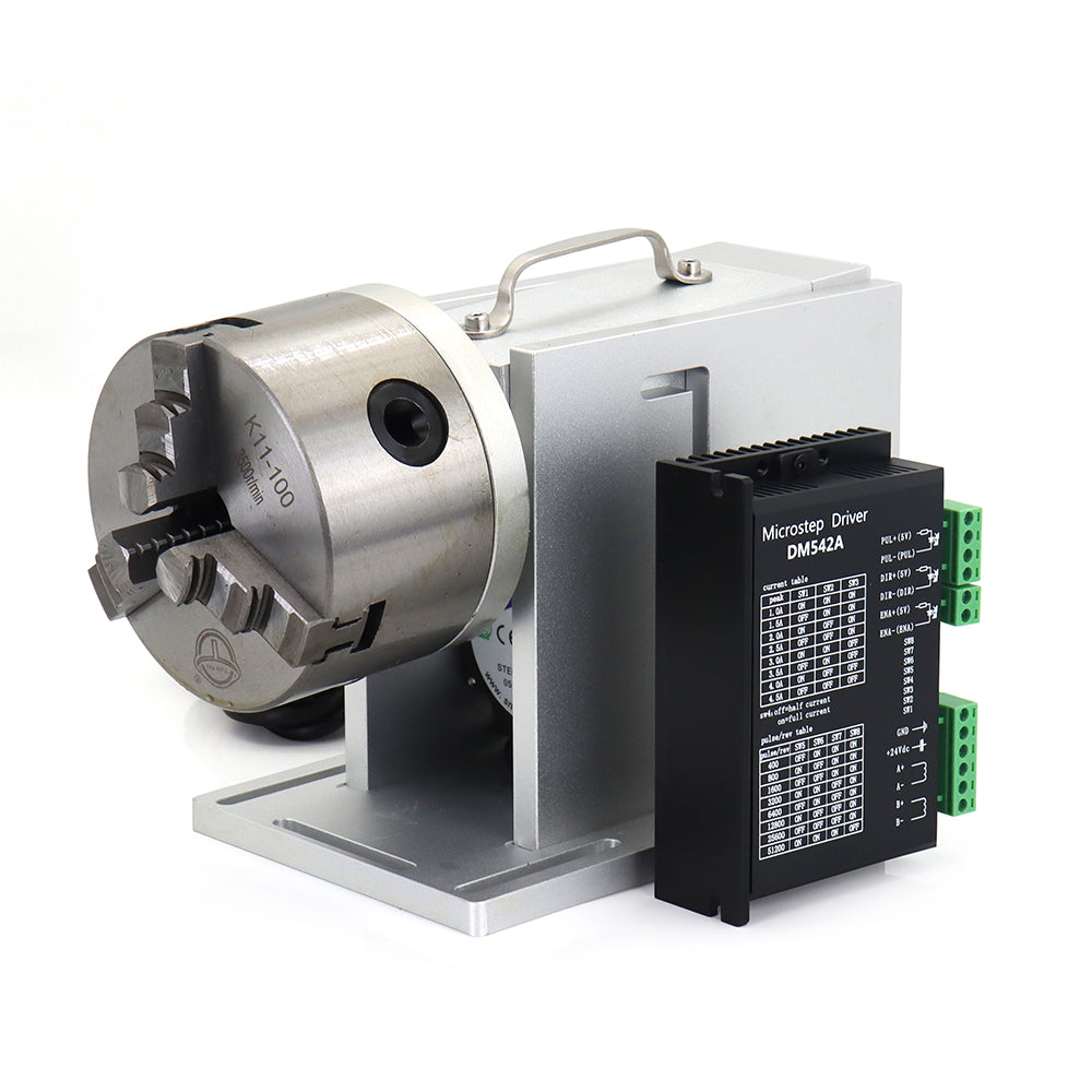 wavetopsign-rotary-attachment-diameter-100mm-with-three-chuck-and-stepper-driver-rotary-worktable-for-laser-marking-machine