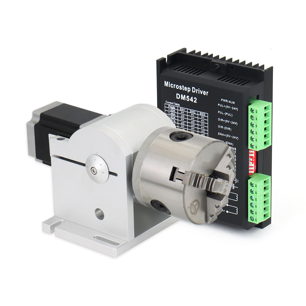 wavetopsign-rotary-attachment-diameter-80mm-with-three-chuck-and-stepper-driver-rotary-worktable-for-laser-marking-machine