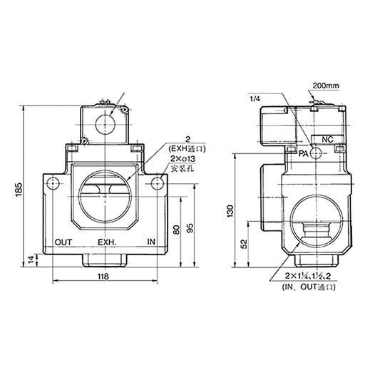 WaveTopSign Large Diameter Solenoid Valve VP3185-205GA 24VDC