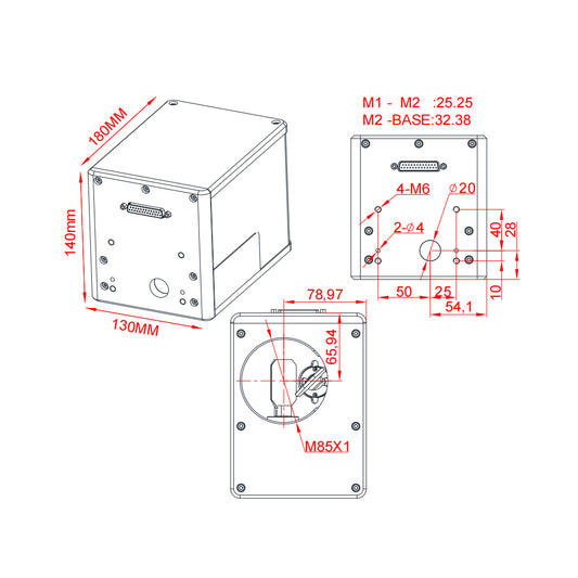 WaveTopSign Aperture 20mm 30mm Fiber or Co2 Laser Galvo Scanner Head