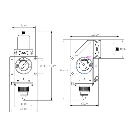 WveTopSign DIY Mini Fiber Laser Cutting Head SMA905 2KW Straight Head / 90° / QBH Head Manual