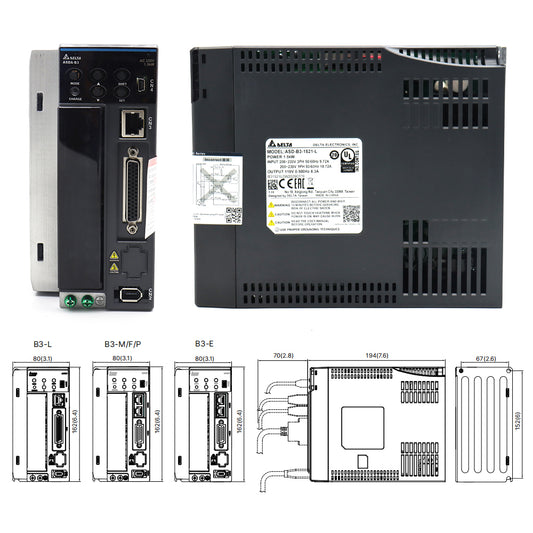 WaveTopSign Delta B3 1.5KW Servo Motor Kits ASD-B3-1021-L + ECM-B3M-E21310RS1/SS1 Replaces B2 Series 1.5KW