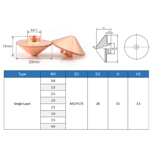 WaveTopSign D28mm M11 Fiber Laser Nozzle