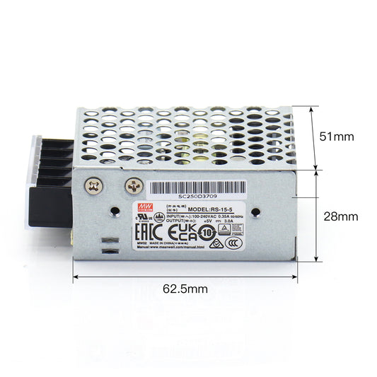 WaveTopSign MeanWell 15W Switch Power Supply RS-15-5 5V 3A