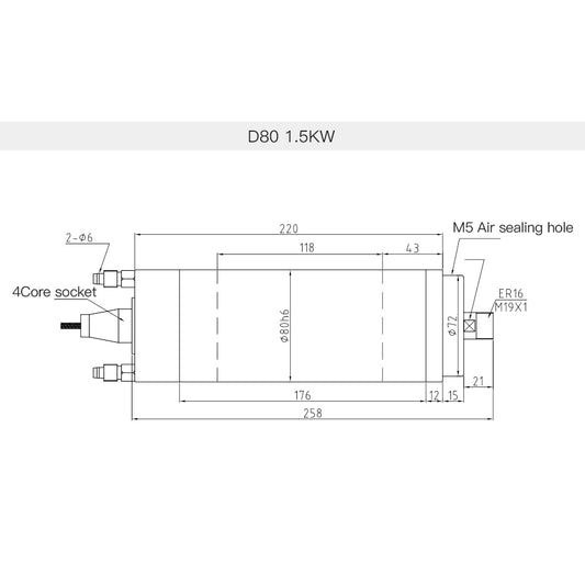 WaveTopSign Stock 1.5kw 2.2kw Water Cooled Spindle Motor For Metal Cutting GDK80-24Z